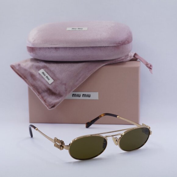 🕶️ New Miu Miu MU54ZS 7OE09Z Sunglasses - Brass Gold Frame, Dark Brown Lenses - Picture 12 of 12